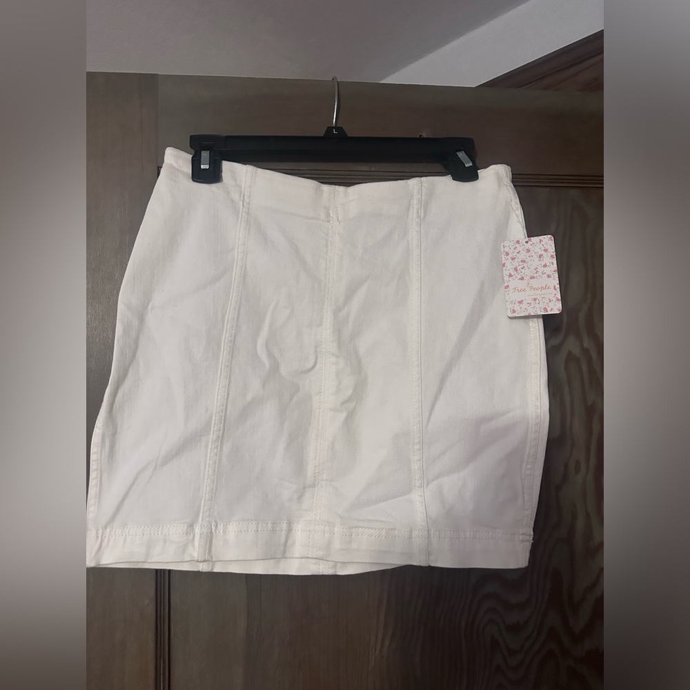 Free People White Denim Mini Skirt